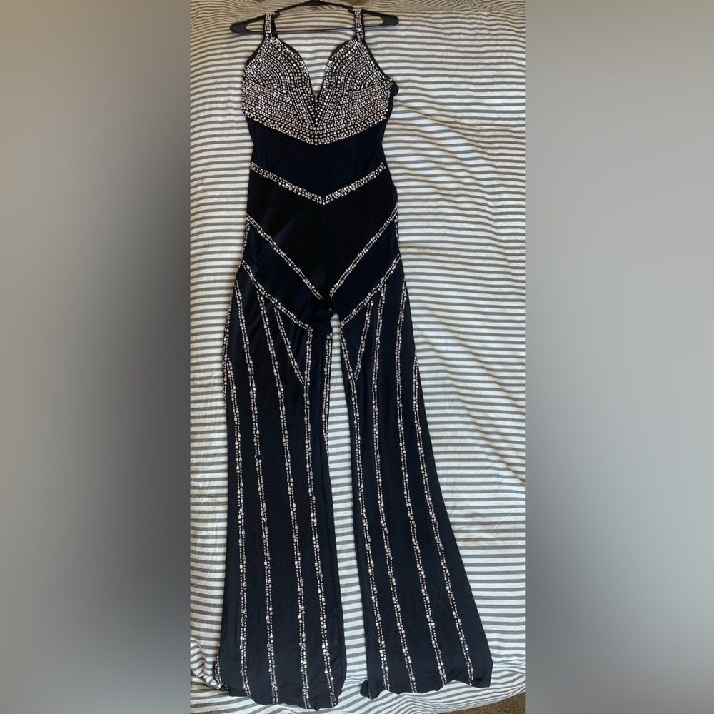 Size M mesh and jeweled jumpsuit.